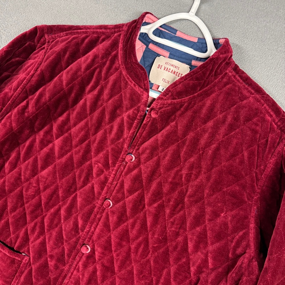 Vetements De Vacances Felix Quilted Velvet Jacket Womens 2X Red Stripe Cotton
